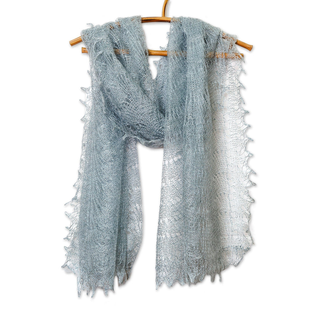 Handcrafted Knit Soft 100% Grey Cashmere Wool Scarf - Grey Instant