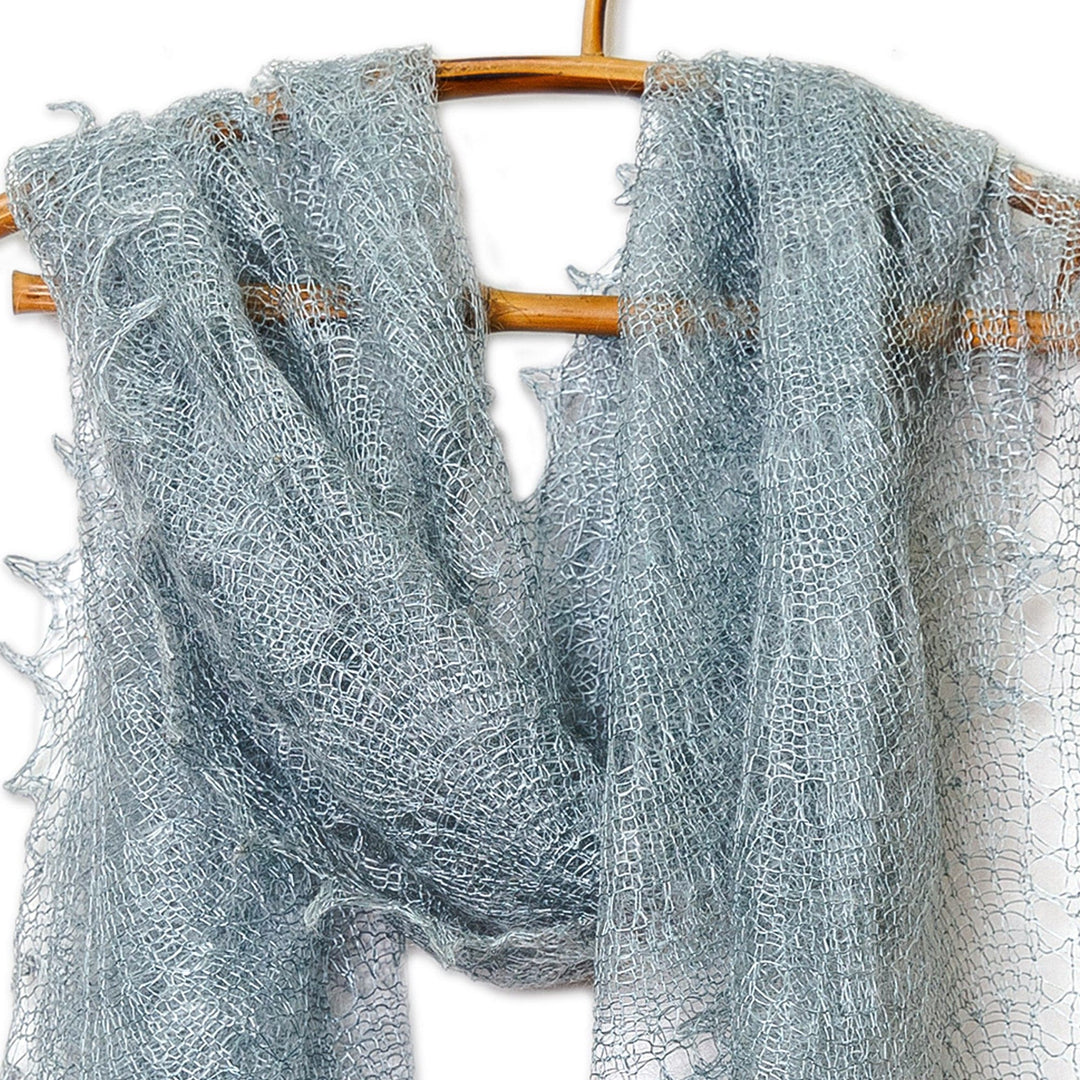 Handcrafted Knit Soft 100% Grey Cashmere Wool Scarf - Grey Instant