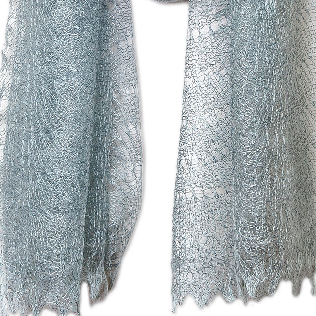 Handcrafted Knit Soft 100% Grey Cashmere Wool Scarf - Grey Instant