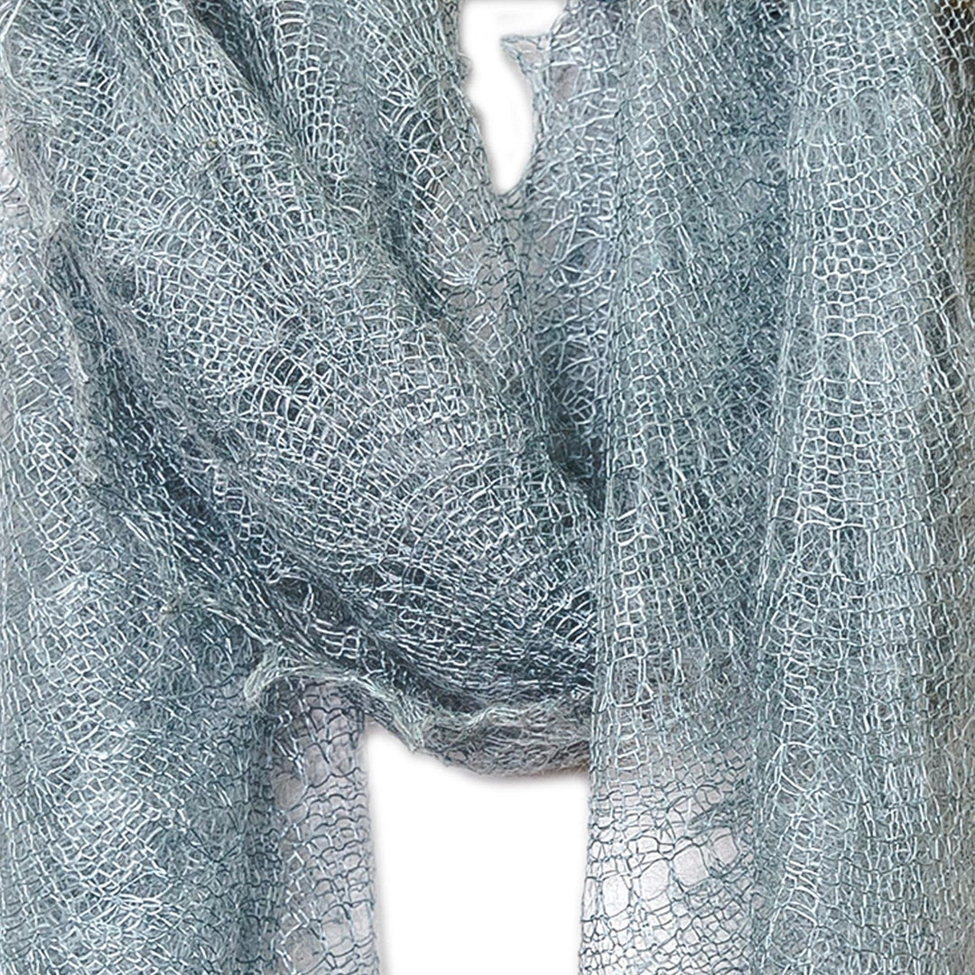 Handcrafted Knit Soft 100% Grey Cashmere Wool Scarf - Grey Instant