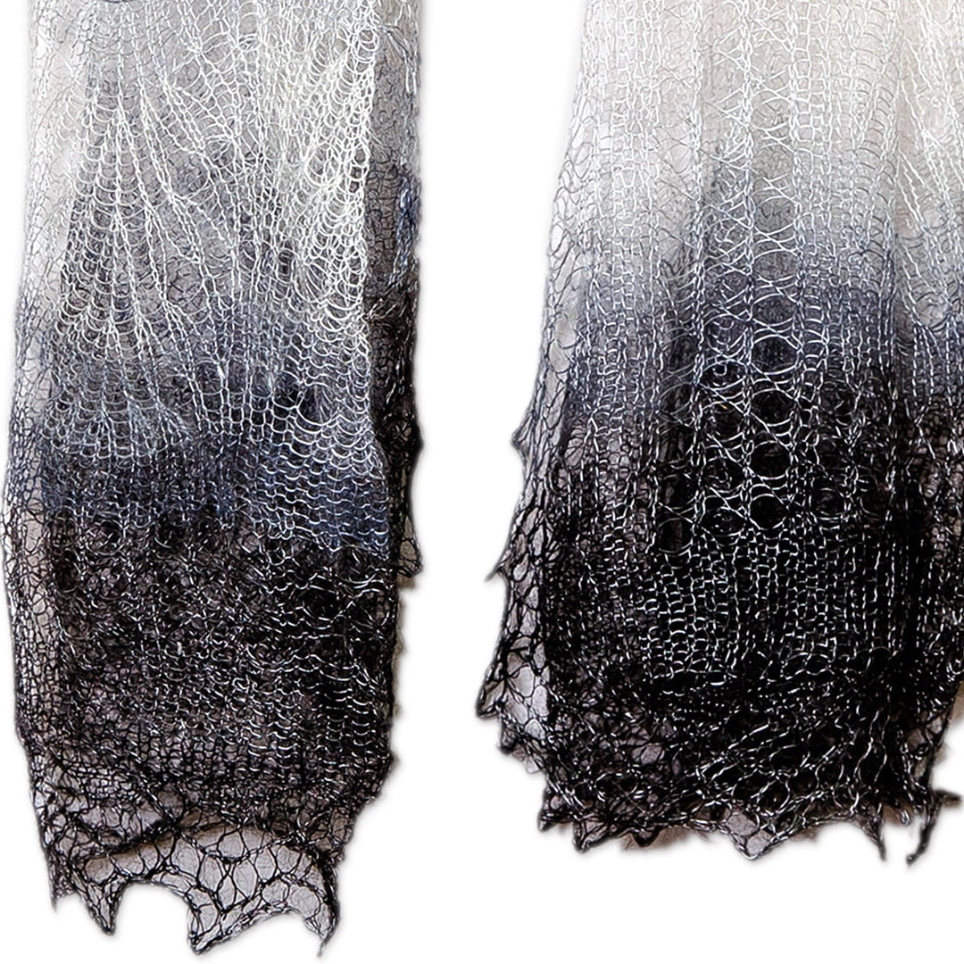 Handwoven Soft 100% Cashmere Wool Scarf in Black and White - Shadow's Act