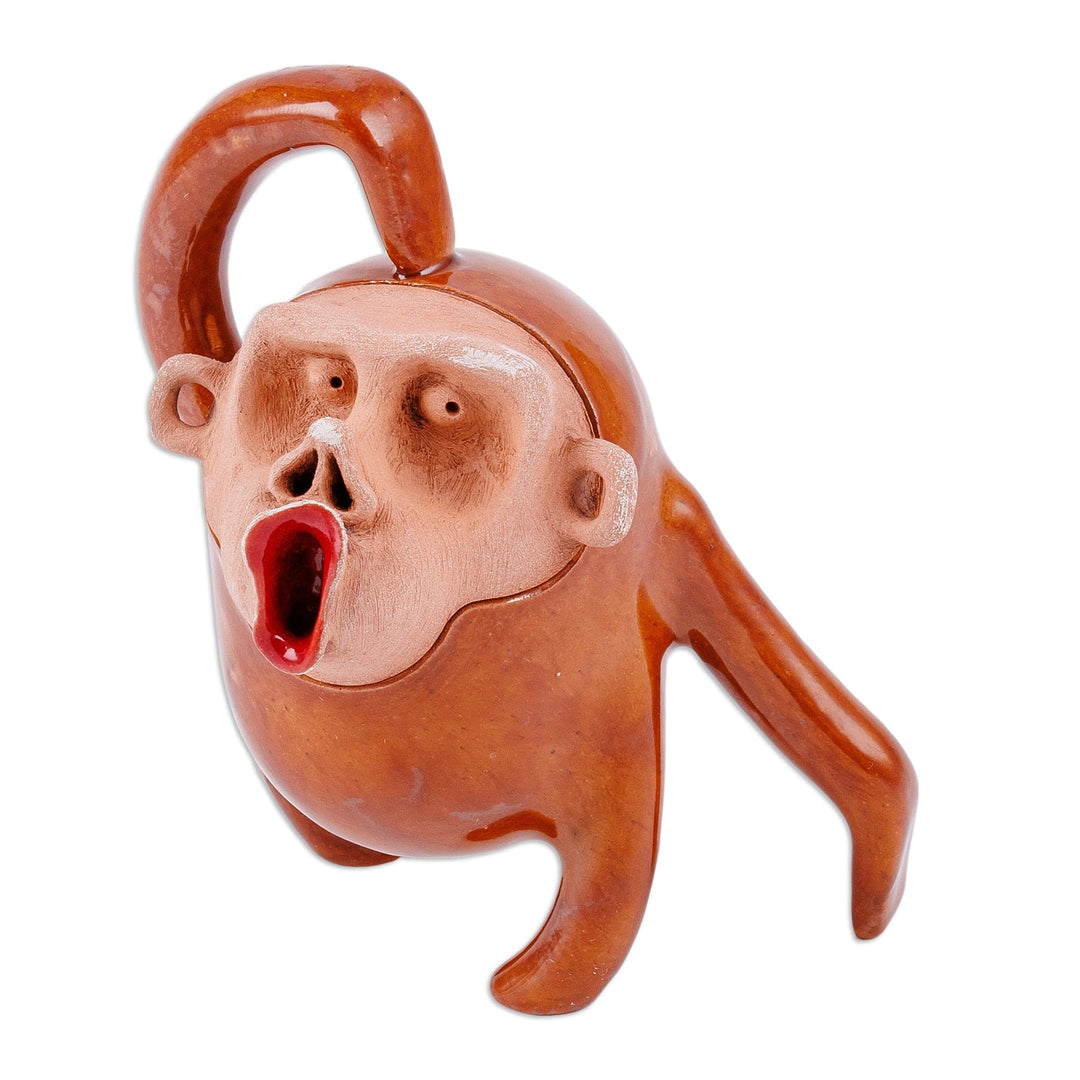 Monkey Ceramic Figurine Hand-Crafted & Painted in Uzbekistan - Ecstatic Monkey
