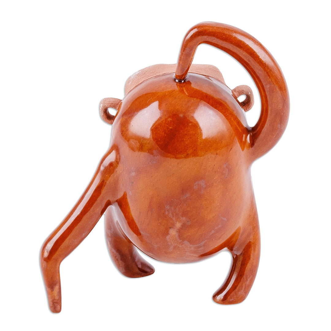 Monkey Ceramic Figurine Hand-Crafted & Painted in Uzbekistan - Ecstatic Monkey