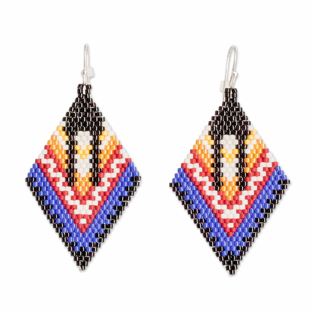 Handcrafted Glass Beaded Salvadoran Woman Dangle Earrings - Multiculturalism