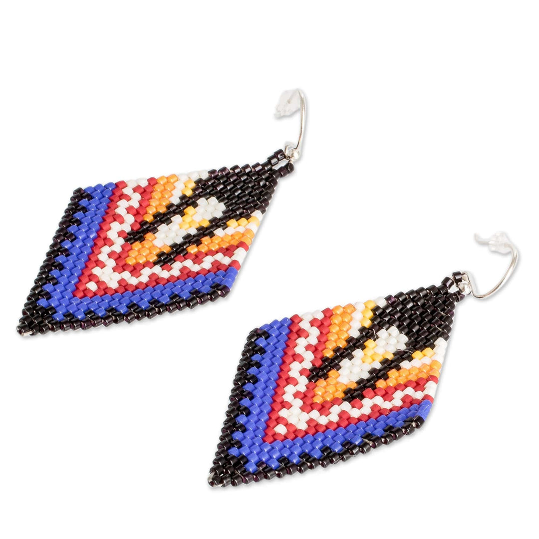 Handcrafted Glass Beaded Salvadoran Woman Dangle Earrings - Multiculturalism