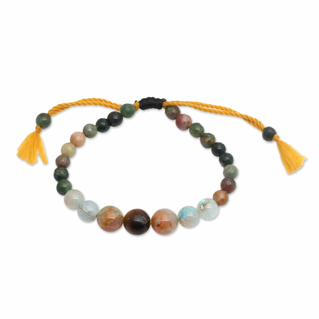 Adjustable Multi-Gemstone Beaded Yoga Bracelet from Bali - Tranquil Mind