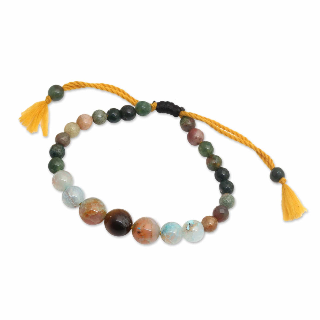 Adjustable Multi-Gemstone Beaded Yoga Bracelet from Bali - Tranquil Mind