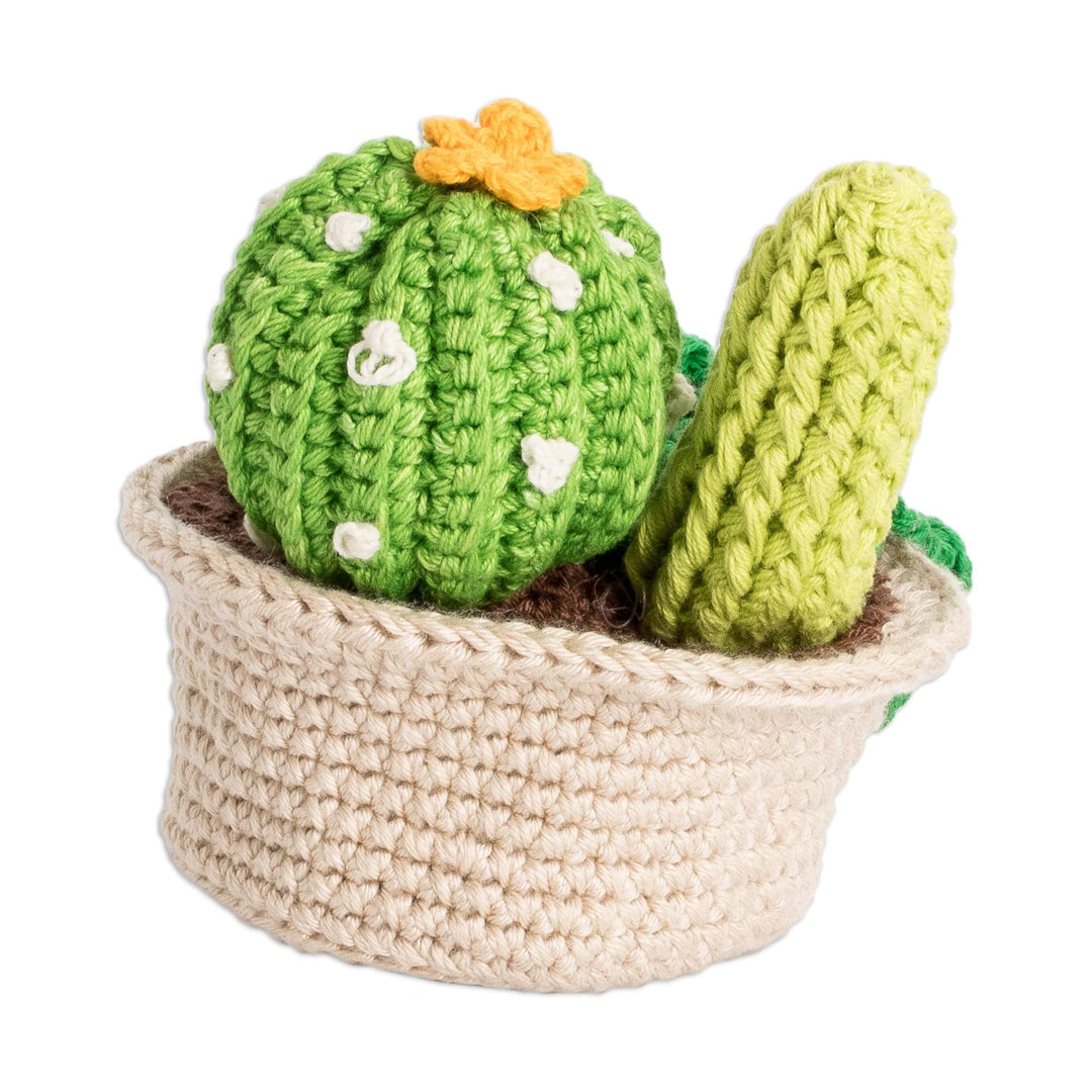 Crocheted Cotton Cacti in Planter Decorative Accent - Cactus Passion