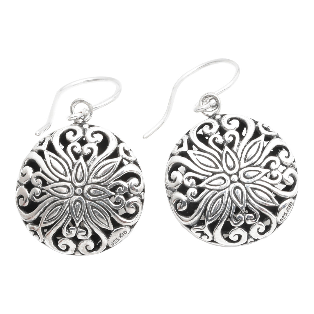 Sterling Silver Dangle Earrings with Amethyst & Vine Accents - Vibrant Blooms