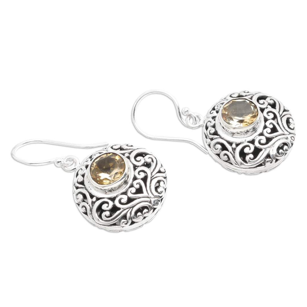 Sterling Silver Dangle Earrings with Citrine & Vine Accents - Afternoon Blooms