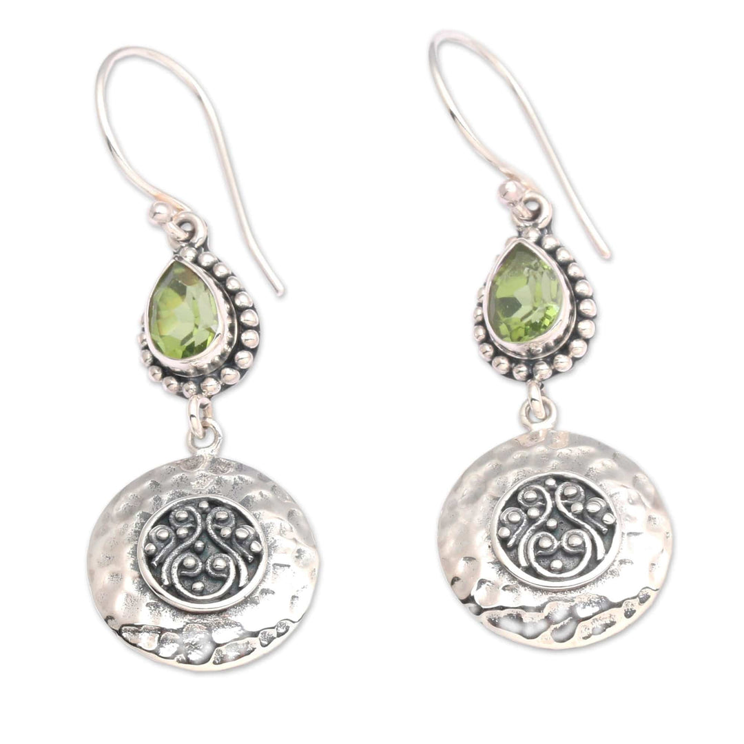 Faceted Pear-Shaped Peridot Dangle Earrings from Bali - Bali's Green Paradise
