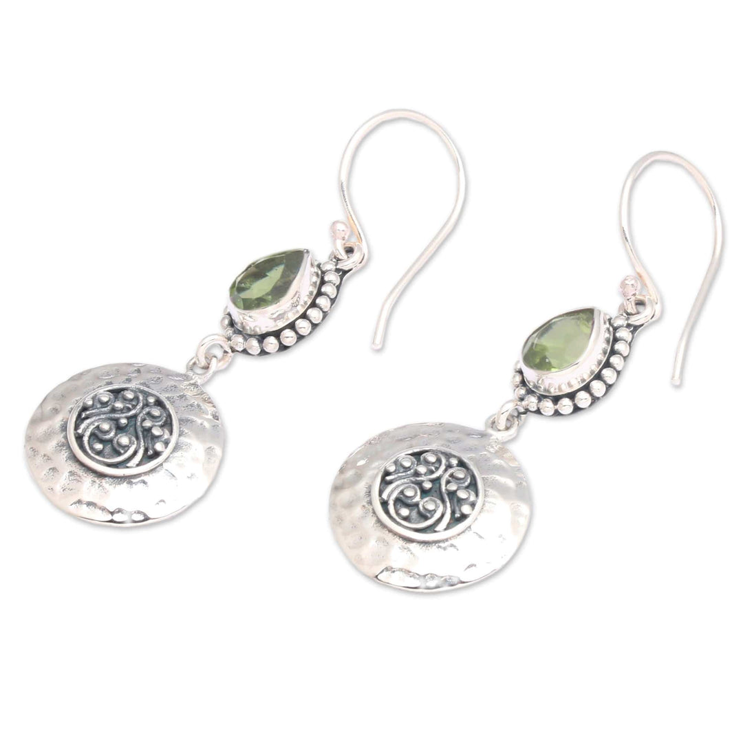 Faceted Pear-Shaped Peridot Dangle Earrings from Bali - Bali's Green Paradise