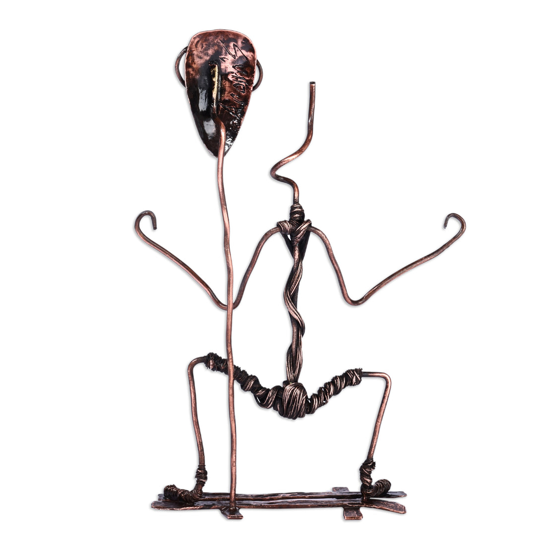 Handmade Surrealist Oxidized Copper Sculpture from Armenia - Pushing