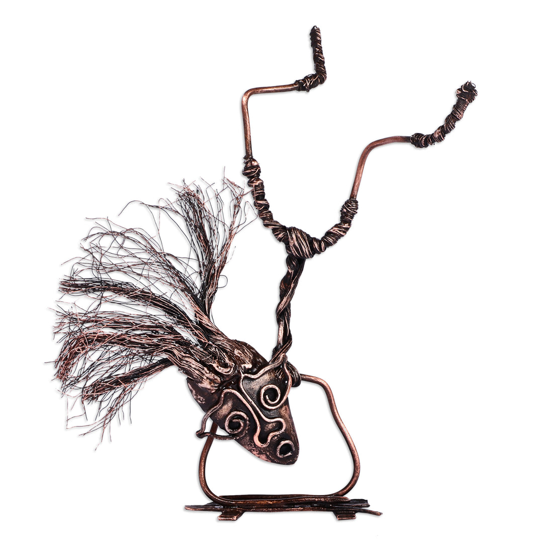 Surrealist Oxidized Copper Sculpture of Breakdancing Man - Breakdancing