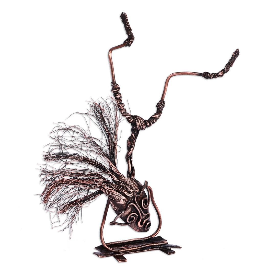 Surrealist Oxidized Copper Sculpture of Breakdancing Man - Breakdancing