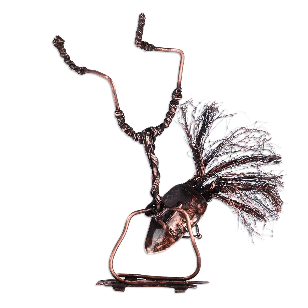 Surrealist Oxidized Copper Sculpture of Breakdancing Man - Breakdancing