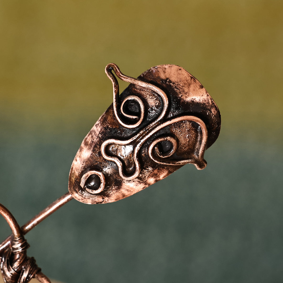Surrealist Oxidized Copper Sculpture of Wandering Man - Selfwalk