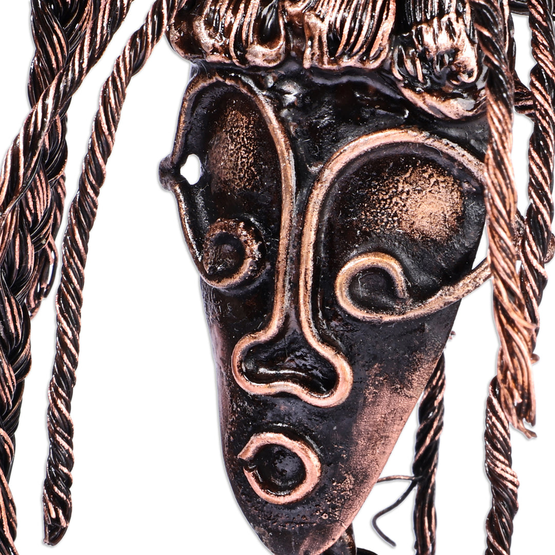Surrealist Oxidized Copper Sculpture of Floating Woman - Copper Meditation