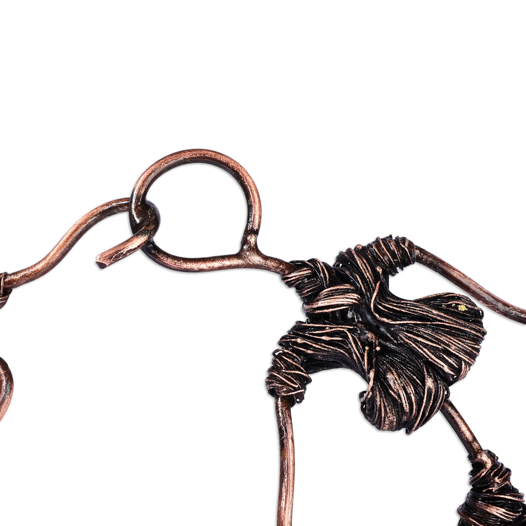 Romantic Surrealist Oxidized Copper Sculpture of Couple - First Meeting