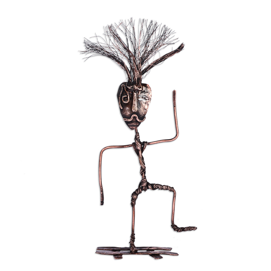 Surrealist Oxidized Copper Sculpture of Dancing Man - Dance Now