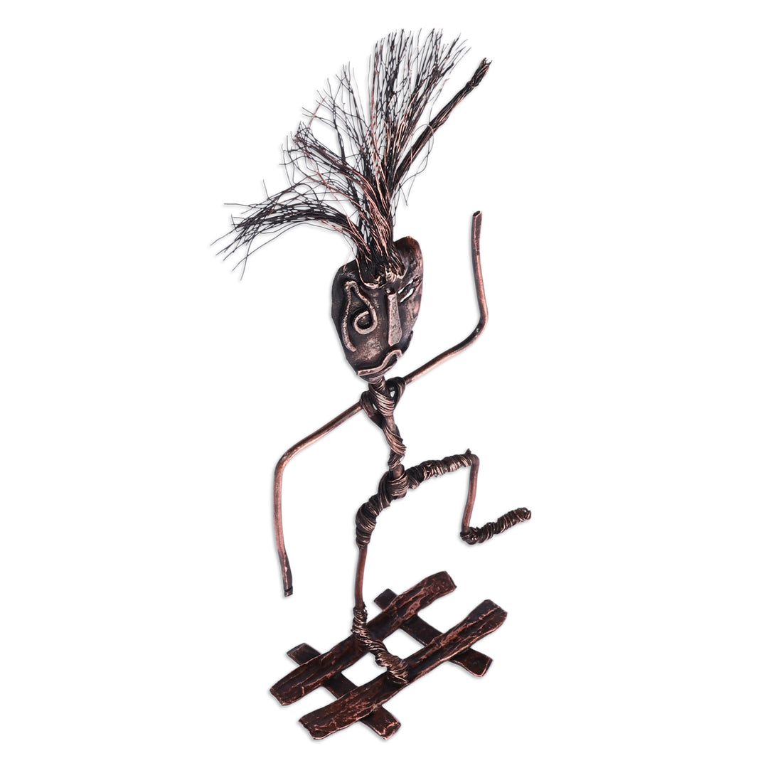 Surrealist Oxidized Copper Sculpture of Dancing Man - Dance Now