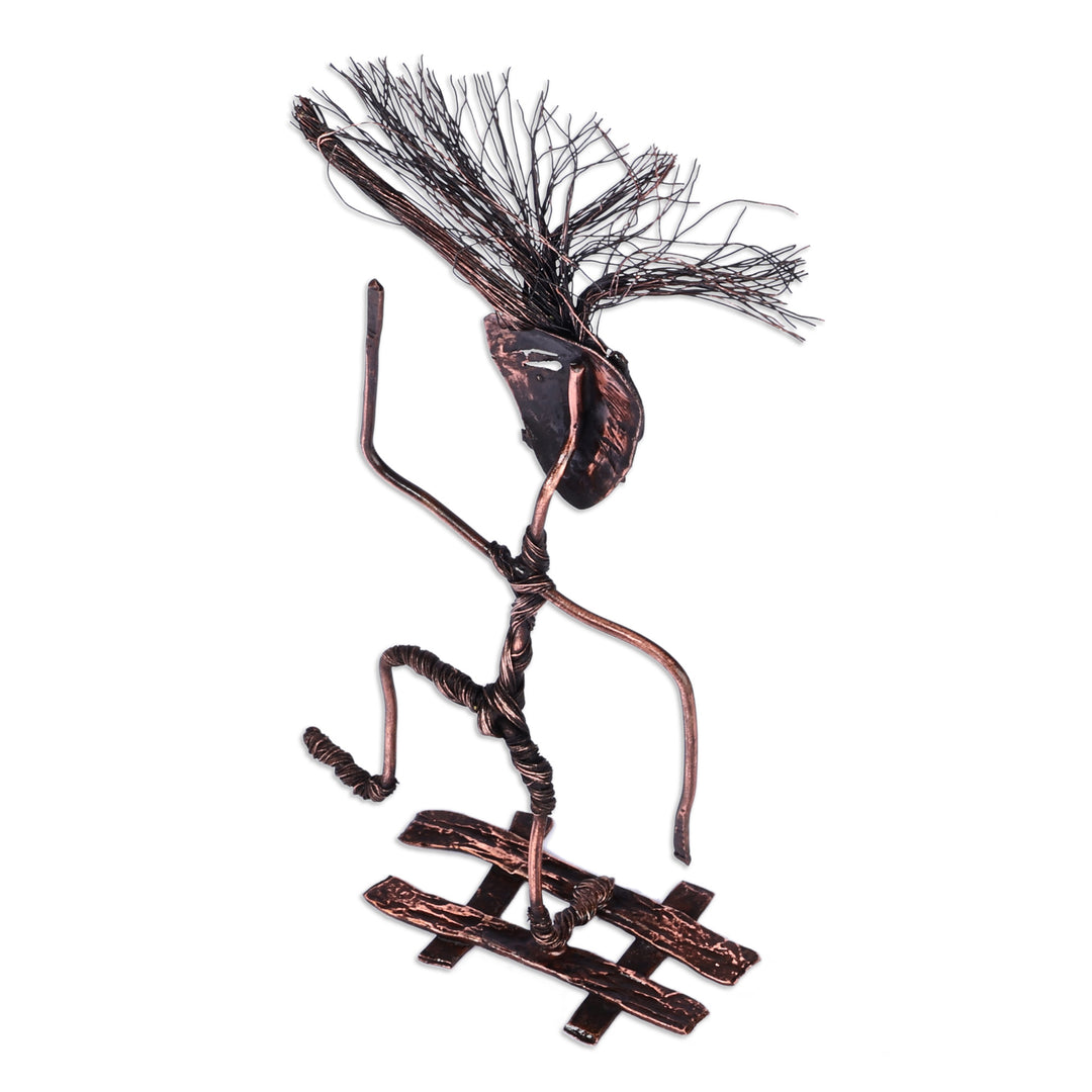 Surrealist Oxidized Copper Sculpture of Dancing Man - Dance Now