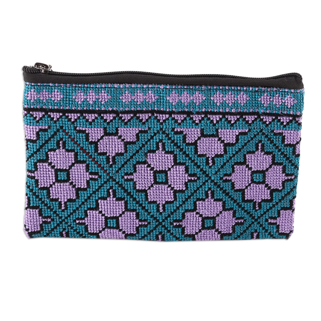 Floral-Themed Cotton Cosmetic Bag with Iroki Hand Embroidery - Uzbek Blooms