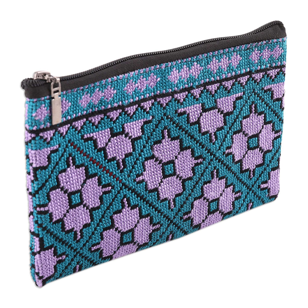 Floral-Themed Cotton Cosmetic Bag with Iroki Hand Embroidery - Uzbek Blooms