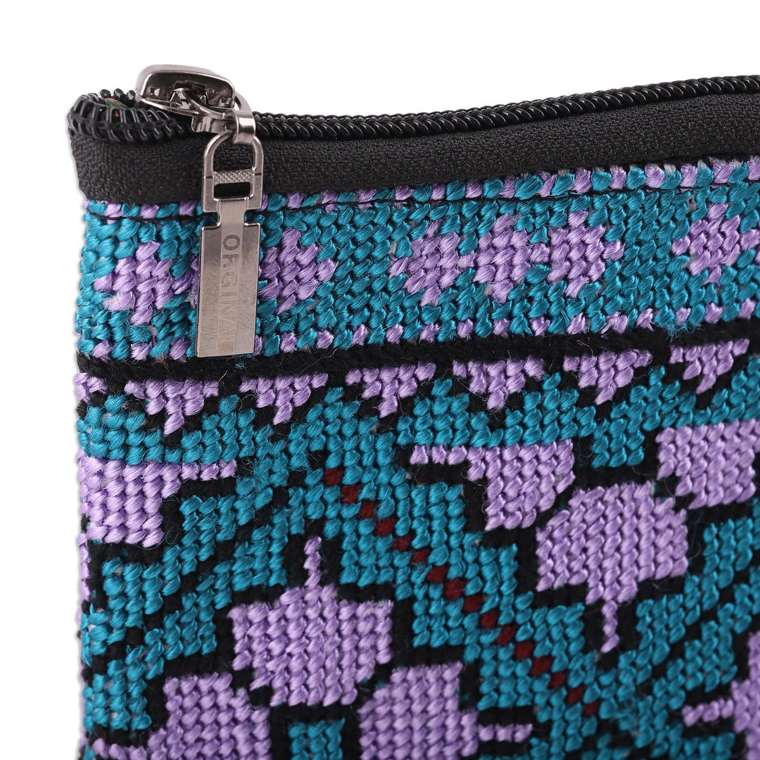Floral-Themed Cotton Cosmetic Bag with Iroki Hand Embroidery - Uzbek Blooms
