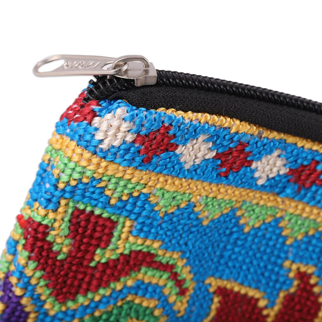 Cotton Cosmetic Bag with Iroki Style Floral Hand Embroidery - Uzbek Garden