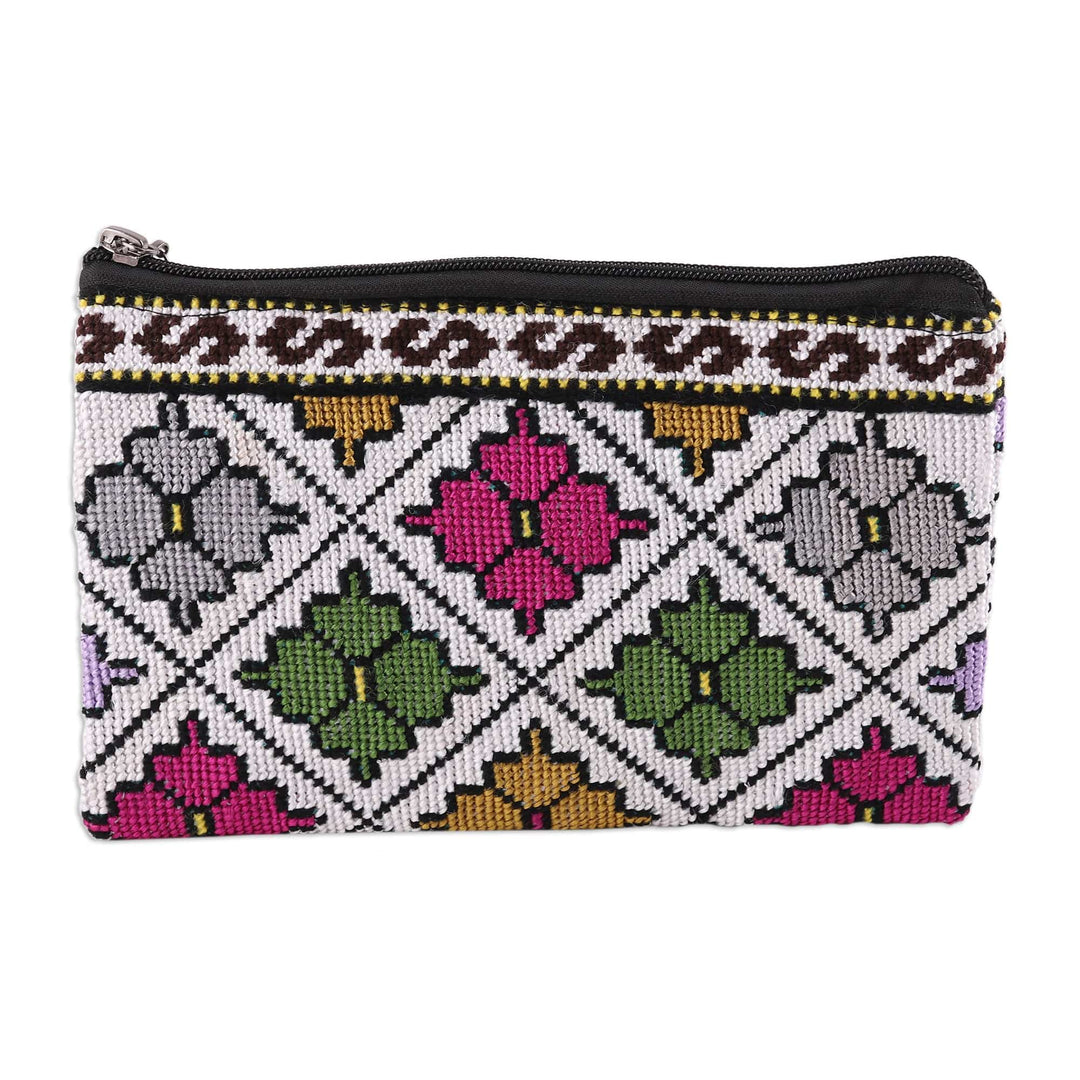 Iroki Style Hand-Embroidered Floral Cotton Cosmetic Bag - Uzbek Florals