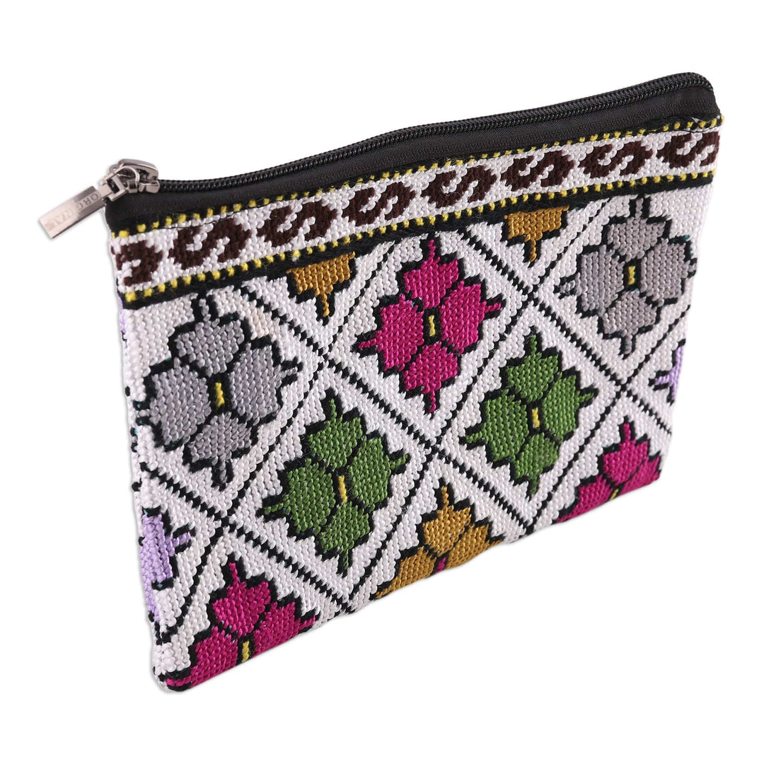 Iroki Style Hand-Embroidered Floral Cotton Cosmetic Bag - Uzbek Florals
