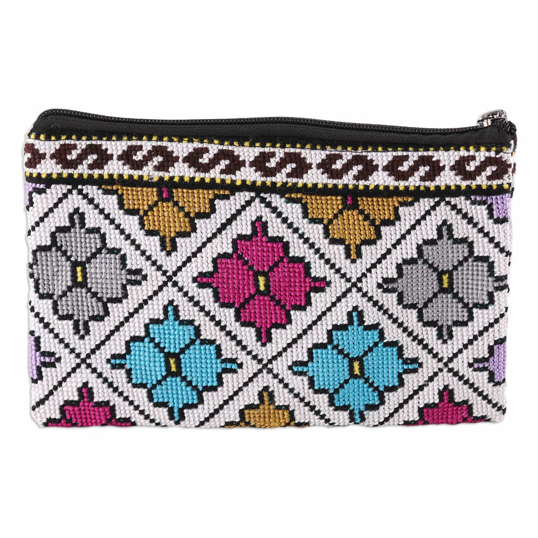Iroki Style Hand-Embroidered Floral Cotton Cosmetic Bag - Uzbek Florals
