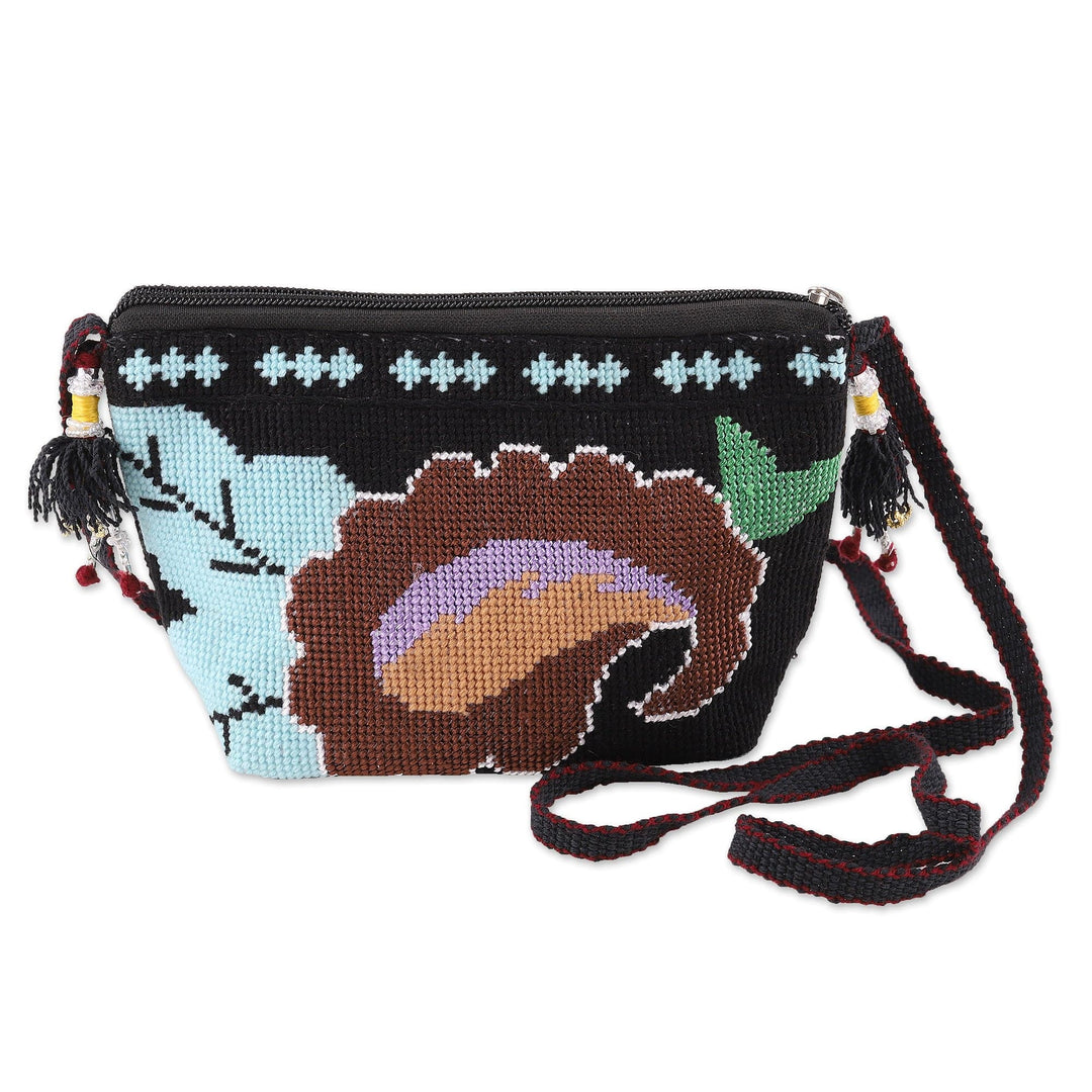 Cotton Sling Bag with Uzbek Iroki Style Hand Embroidery - Iconic Symbol