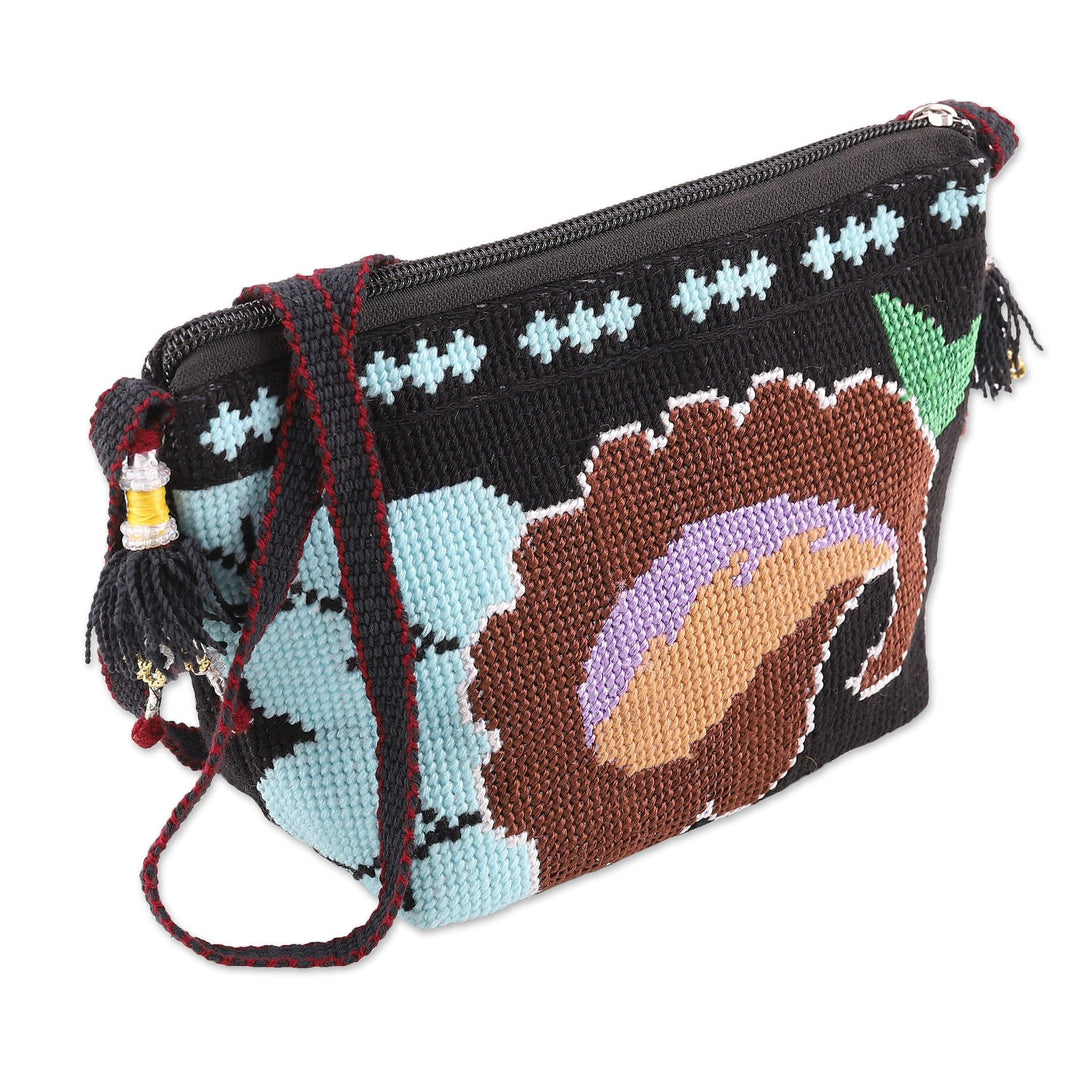 Cotton Sling Bag with Uzbek Iroki Style Hand Embroidery - Iconic Symbol