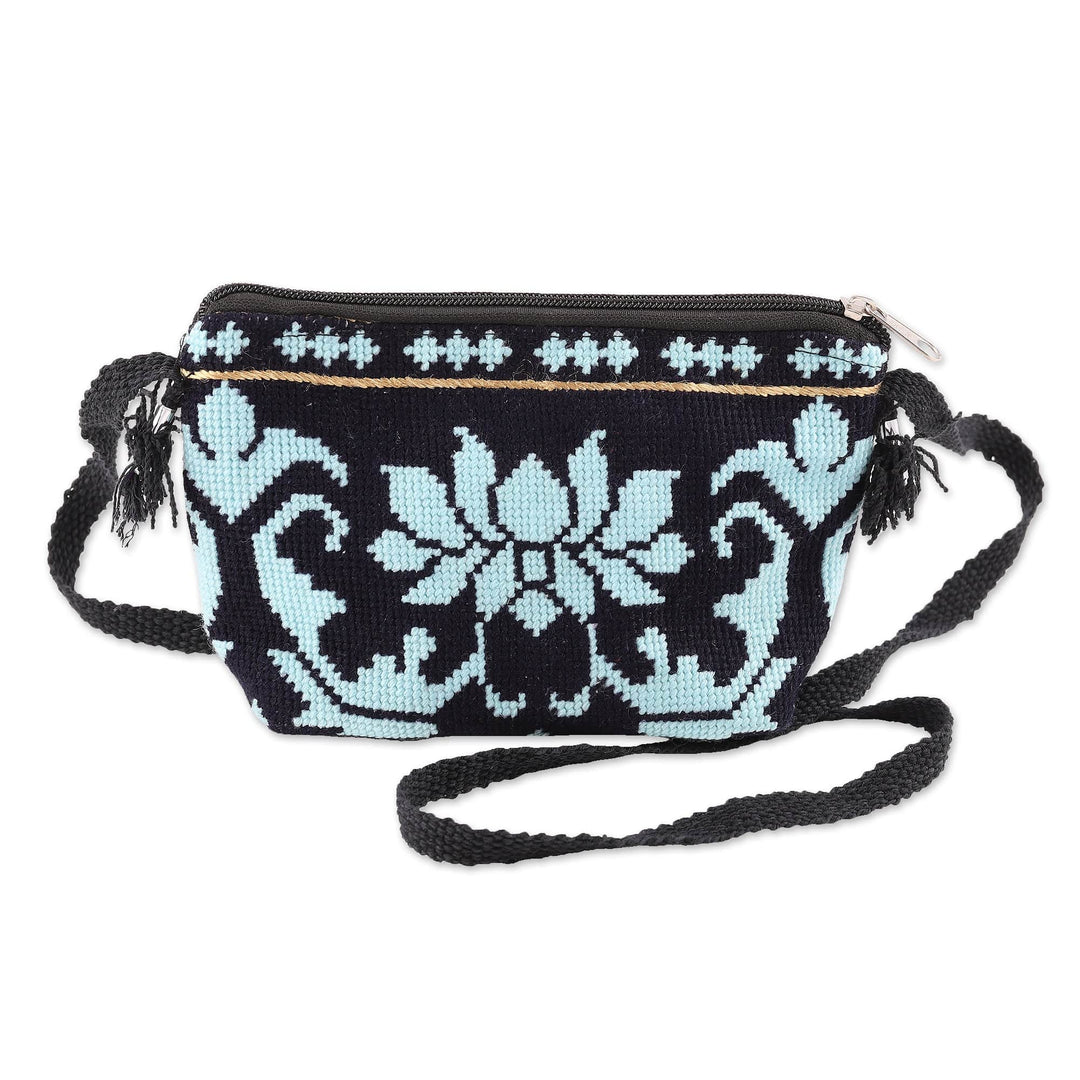 Cotton Sling Bag with Iroki Style Floral Hand Embroidery - Garden Flair
