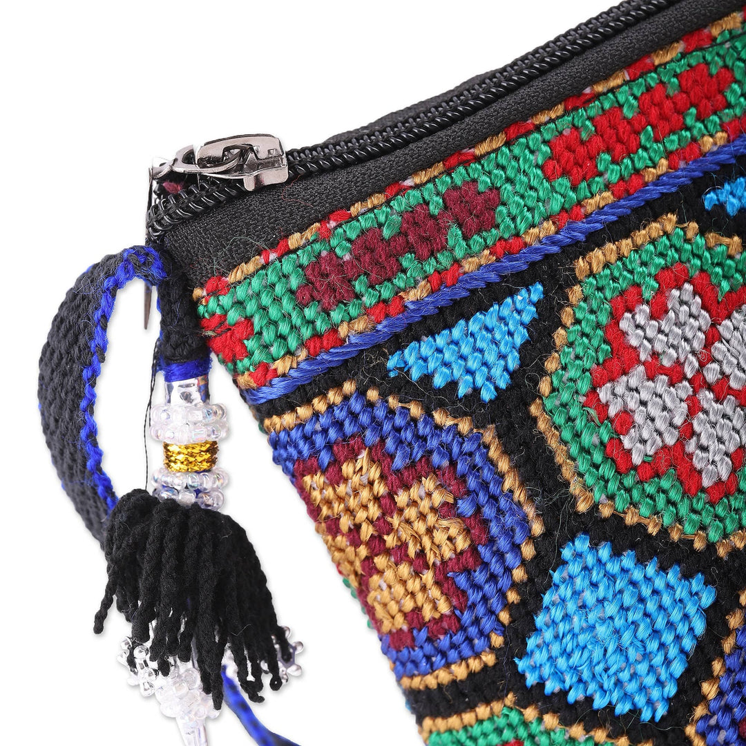 Uzbek Iroki Style Hand-Embroidered Floral Cotton Sling Bag - Magical Florals