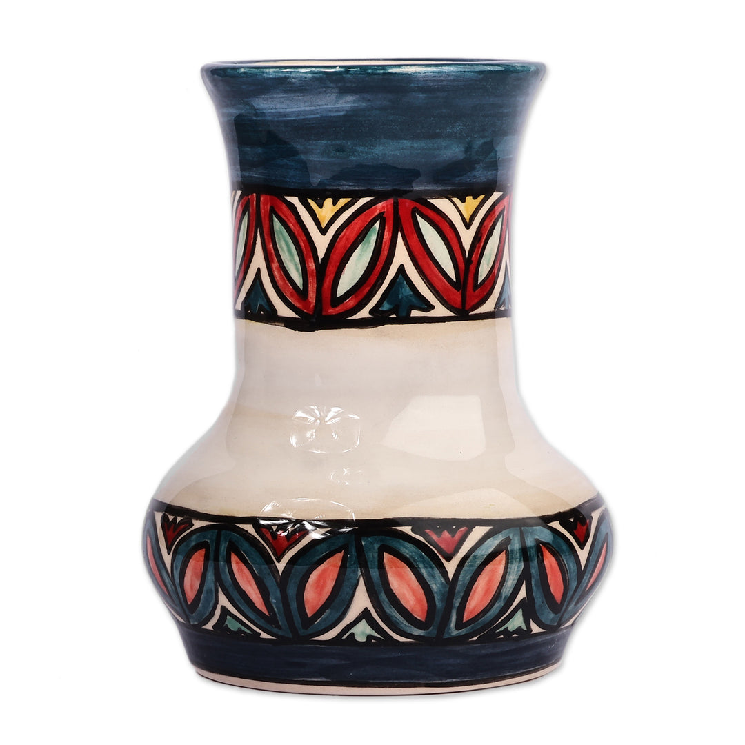 Traditional Patterned Painted Ceramic Mini Vase from Armenia - Regal Heritage