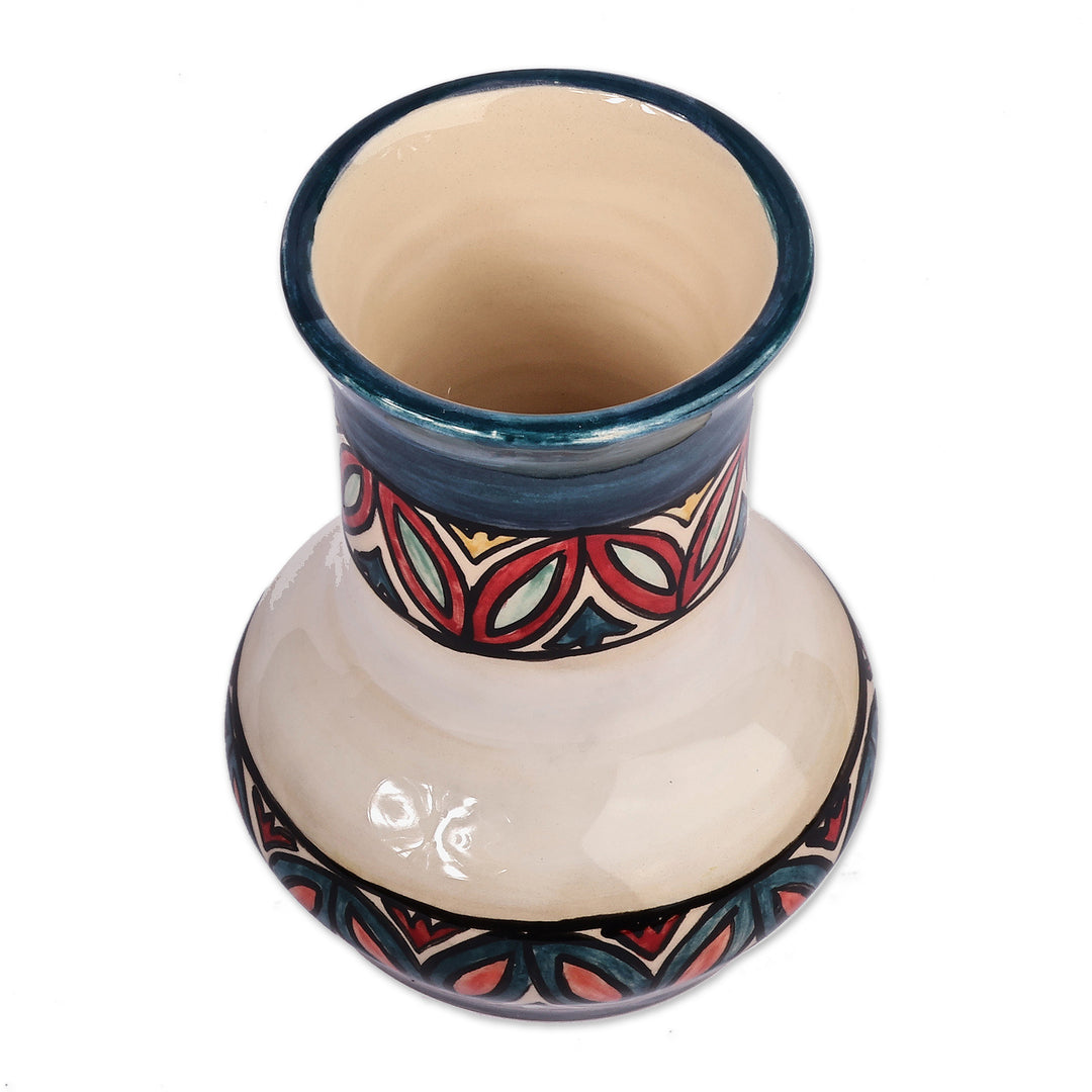 Traditional Patterned Painted Ceramic Mini Vase from Armenia - Regal Heritage