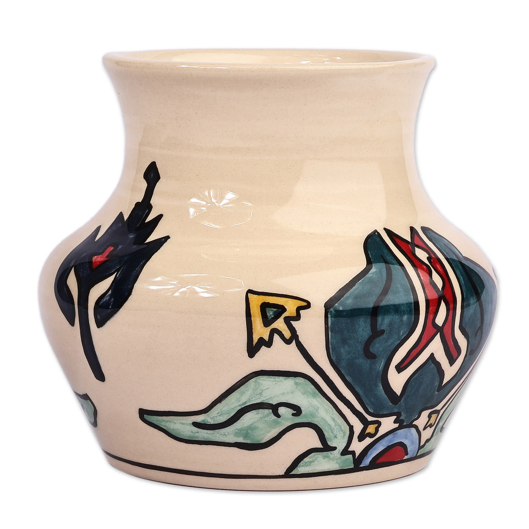 Floral-Inspired Traditional Ivory Ceramic Mini Vase - Lori Glory