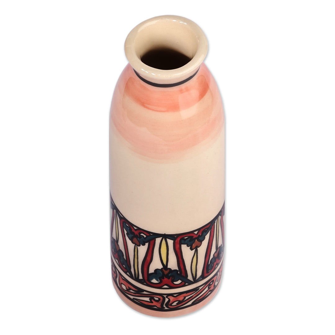 Nature-Inspired Traditional Ceramic Vase in Warm Hues - Sunset in the Forest