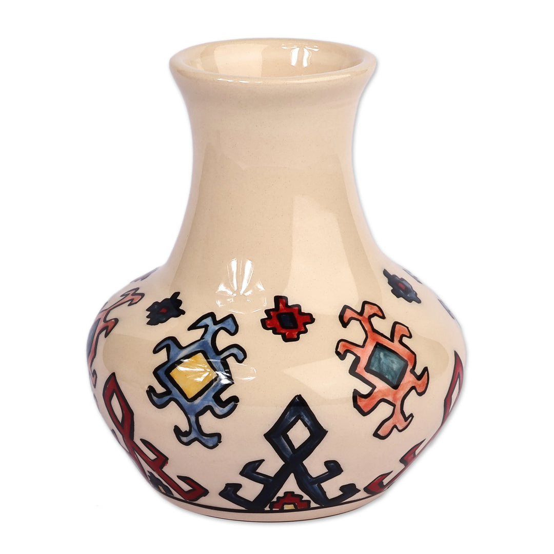 Traditional Patterned Colorful Ceramic Mini Vase - Vibrant Legacy