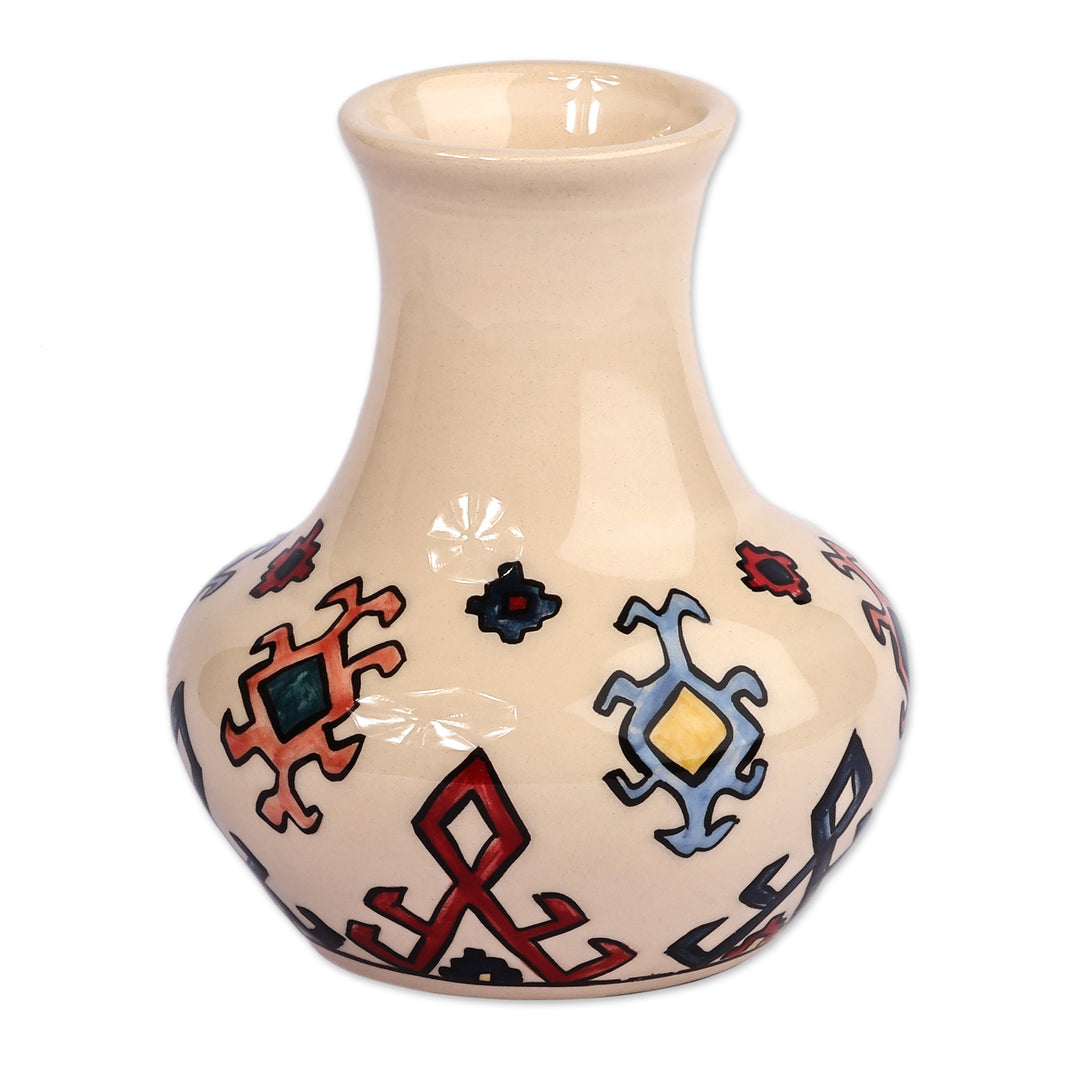 Traditional Patterned Colorful Ceramic Mini Vase - Vibrant Legacy