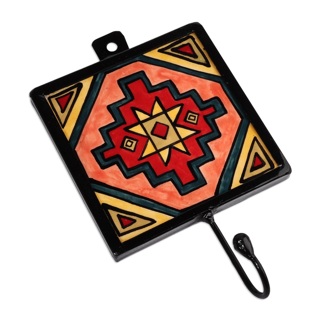 Handcrafted Geometric Warm-Toned Ceramic Coat Hanger - Ancestral Habitude