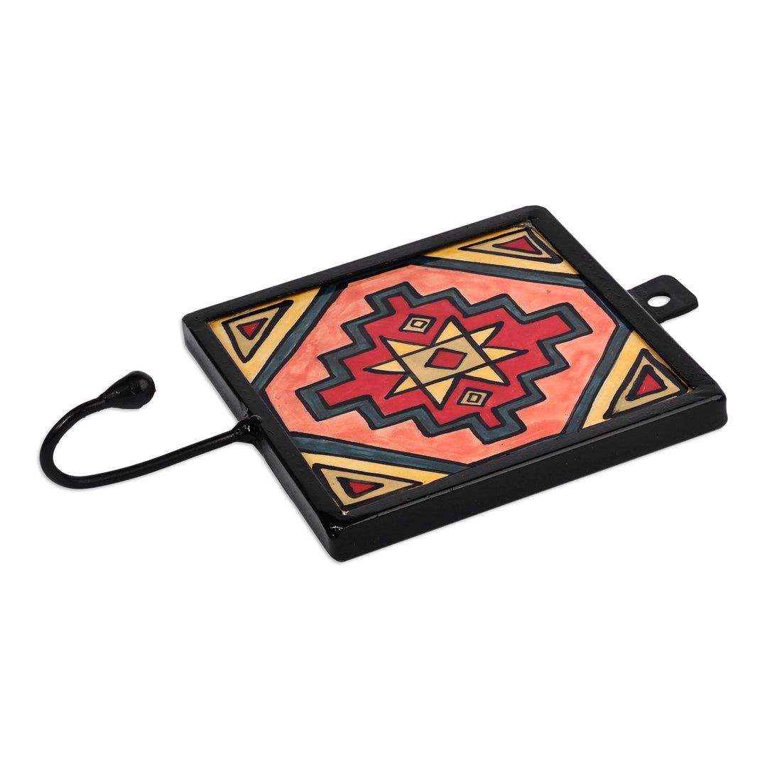 Handcrafted Geometric Warm-Toned Ceramic Coat Hanger - Ancestral Habitude