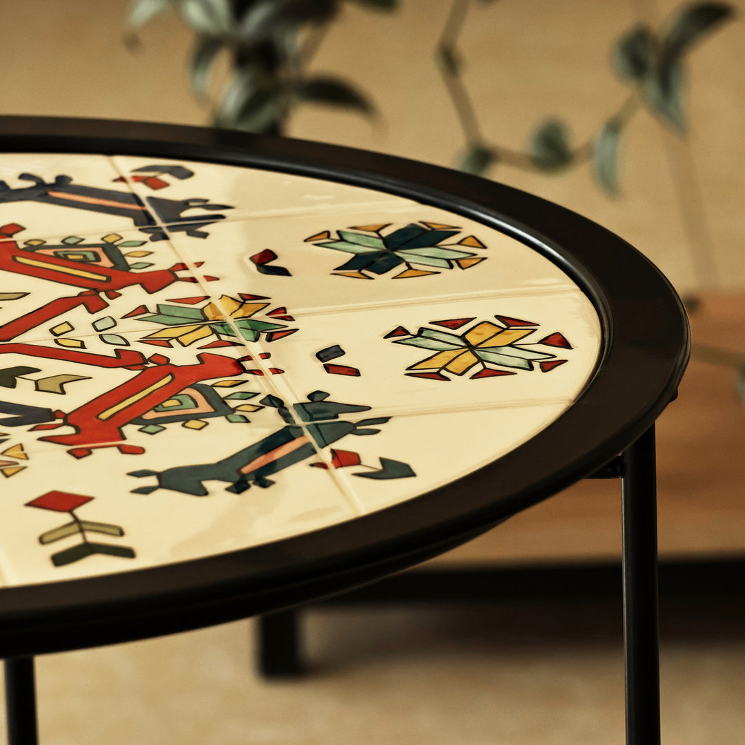Classic-Themed Geometric-Patterned Ceramic Coffee Table - Delight at the Palace