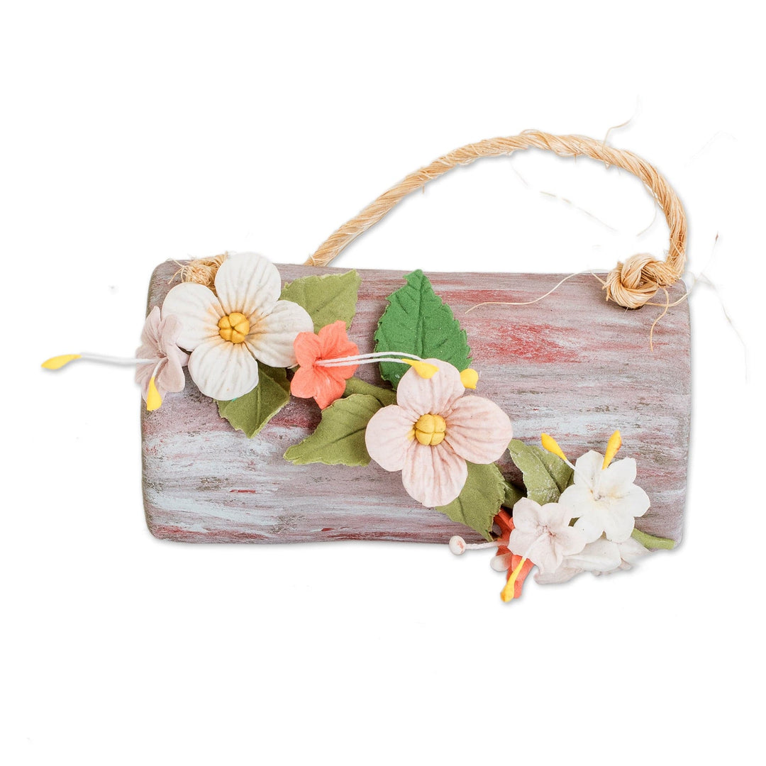 Painted Nature-Inspired Floral Ceramic Tree Trunk Wall Art - Floral Spaces