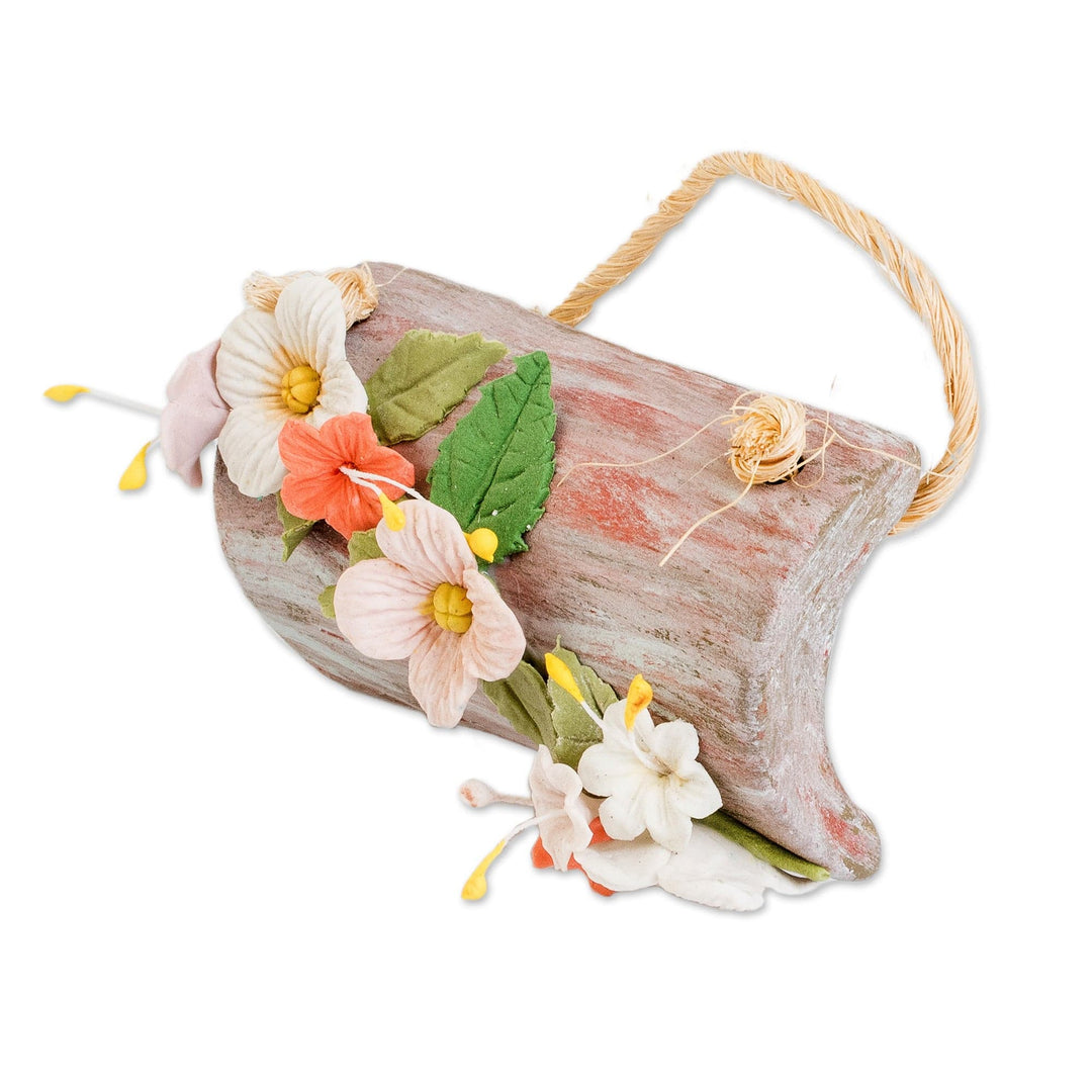 Painted Nature-Inspired Floral Ceramic Tree Trunk Wall Art - Floral Spaces