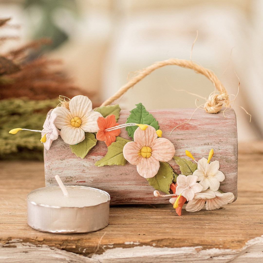 Painted Nature-Inspired Floral Ceramic Tree Trunk Wall Art - Floral Spaces