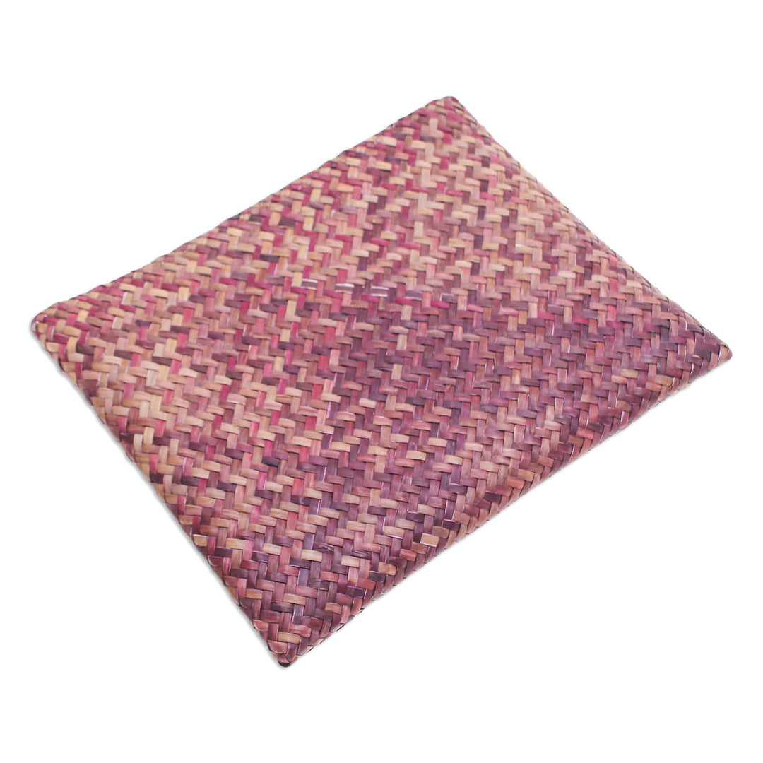 Handwoven Red and Brown Natural Bulrush Reed Clutch - Natural Boldness